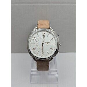 Fossil Q Hybrid Womens Silver White Dial Tan Leather Smartwatch New Battery